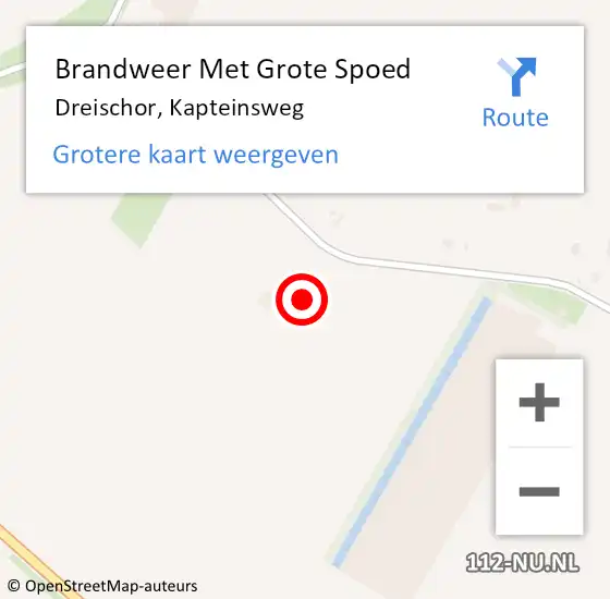 Locatie op kaart van de 112 melding: Brandweer Met Grote Spoed Naar Dreischor, Kapteinsweg op 2 oktober 2013 08:59