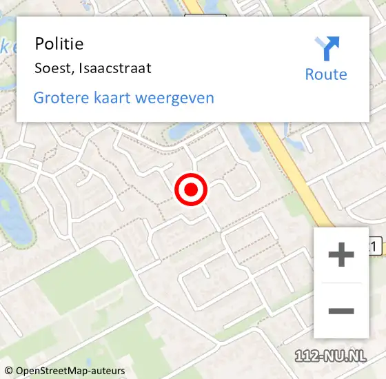 Locatie op kaart van de 112 melding: Politie Soest, Isaacstraat op 26 augustus 2020 16:30