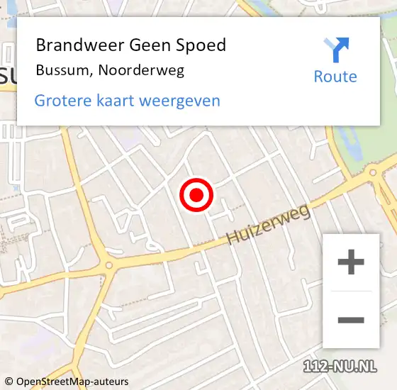 Locatie op kaart van de 112 melding: Brandweer Geen Spoed Naar Bussum, Noorderweg op 26 augustus 2020 17:49