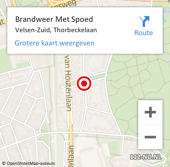 Locatie op kaart van de 112 melding: Brandweer Met Spoed Naar Velsen-Zuid, Thorbeckelaan op 26 augustus 2020 17:52