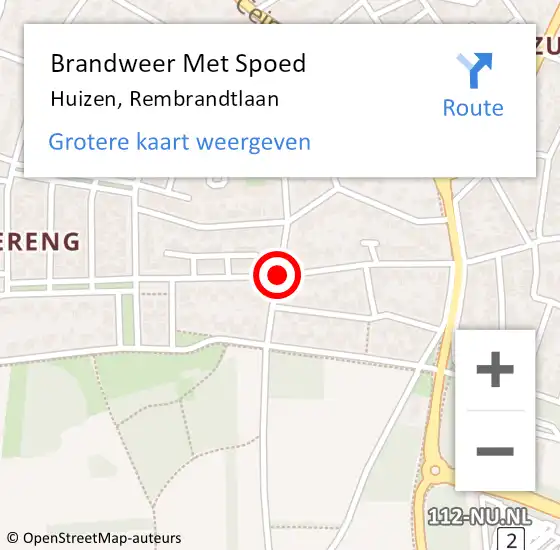 Locatie op kaart van de 112 melding: Brandweer Met Spoed Naar Huizen, Rembrandtlaan op 26 augustus 2020 18:16