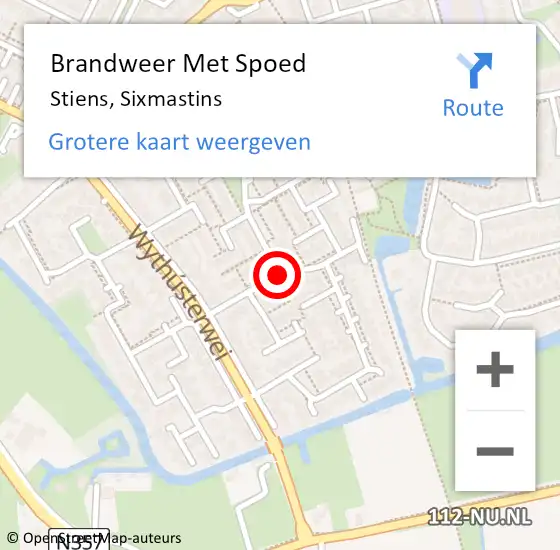 Locatie op kaart van de 112 melding: Brandweer Met Spoed Naar Stiens, Sixmastins op 26 augustus 2020 18:33