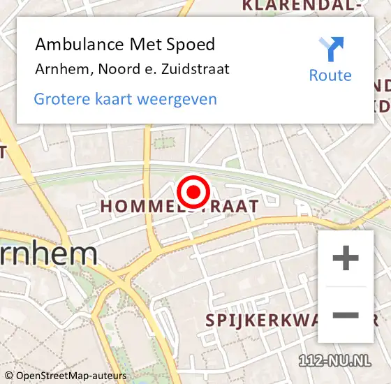 Locatie op kaart van de 112 melding: Ambulance Met Spoed Naar Arnhem, Noord e. Zuidstraat op 26 augustus 2020 19:32