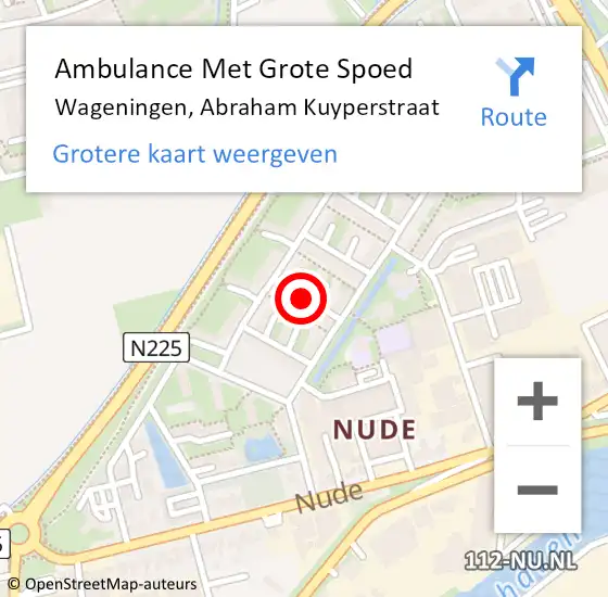 Locatie op kaart van de 112 melding: Ambulance Met Grote Spoed Naar Wageningen, Abraham Kuyperstraat op 26 augustus 2020 20:10