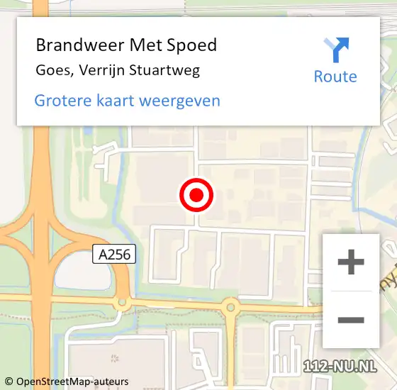 Locatie op kaart van de 112 melding: Brandweer Met Spoed Naar Goes, Verrijn Stuartweg op 26 augustus 2020 20:20