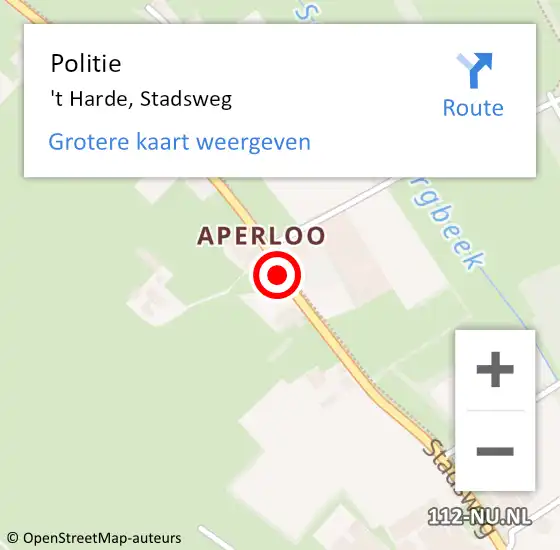 Locatie op kaart van de 112 melding: Politie 't Harde, Stadsweg op 26 augustus 2020 21:02