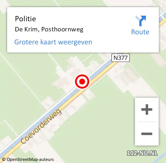 Locatie op kaart van de 112 melding: Politie De Krim, Posthoornweg op 26 augustus 2020 21:09