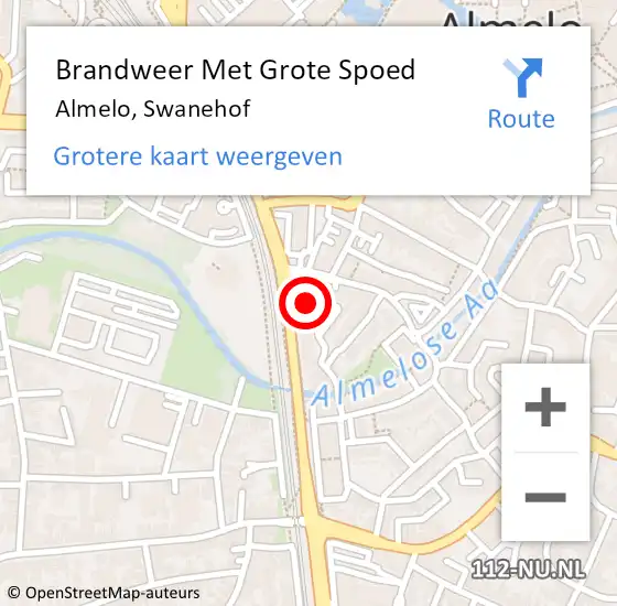 Locatie op kaart van de 112 melding: Brandweer Met Grote Spoed Naar Almelo, Swanehof op 17 mei 2014 02:19