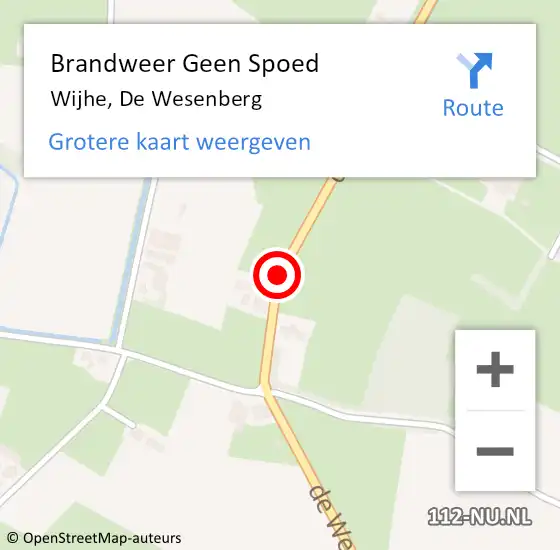 Locatie op kaart van de 112 melding: Brandweer Geen Spoed Naar Wijhe, De Wesenberg op 26 augustus 2020 22:15