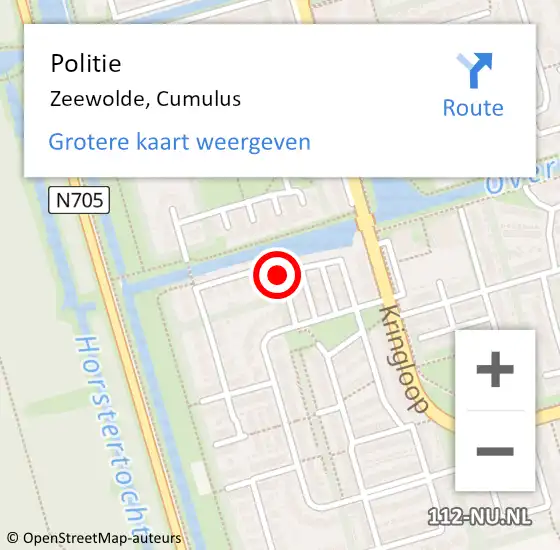 Locatie op kaart van de 112 melding: Politie Zeewolde, Cumulus op 27 augustus 2020 02:51