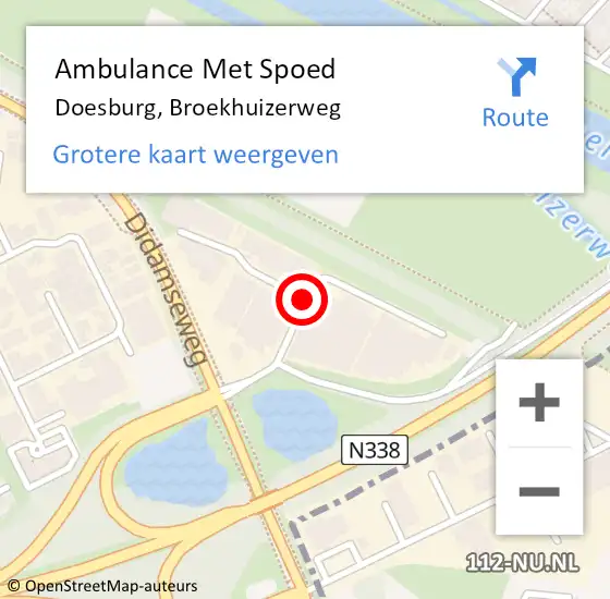 Locatie op kaart van de 112 melding: Ambulance Met Spoed Naar Doesburg, Broekhuizerweg op 27 augustus 2020 08:00