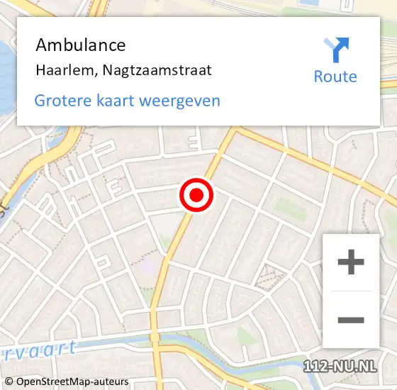 Locatie op kaart van de 112 melding: Ambulance Haarlem, Nagtzaamstraat op 27 augustus 2020 08:35