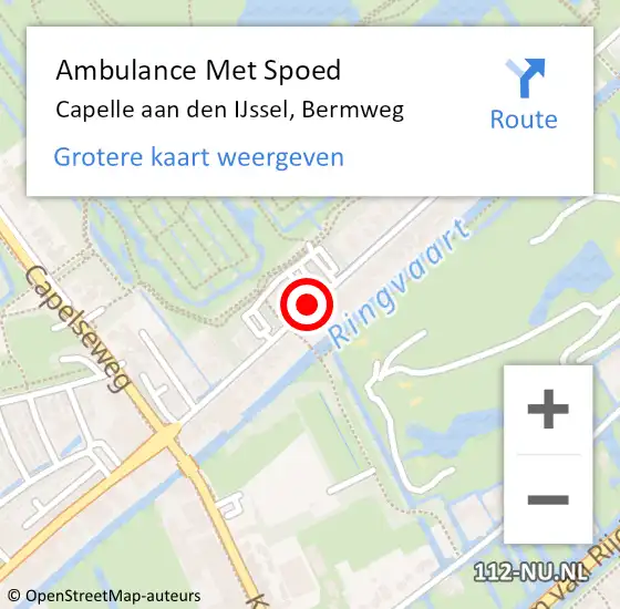 Locatie op kaart van de 112 melding: Ambulance Met Spoed Naar Capelle aan den IJssel, Bermweg op 27 augustus 2020 09:24