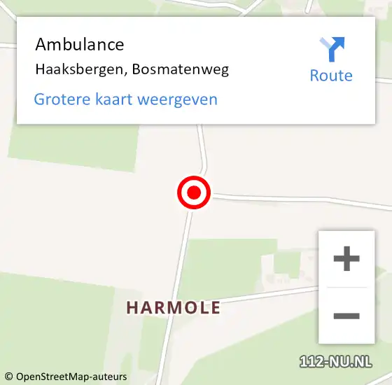 Locatie op kaart van de 112 melding: Ambulance Haaksbergen, Bosmatenweg op 27 augustus 2020 09:50