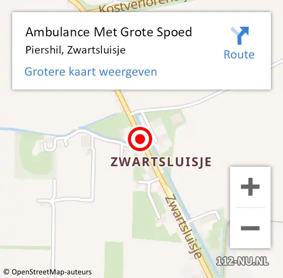 Locatie op kaart van de 112 melding: Ambulance Met Grote Spoed Naar Piershil, Zwartsluisje op 27 augustus 2020 11:12