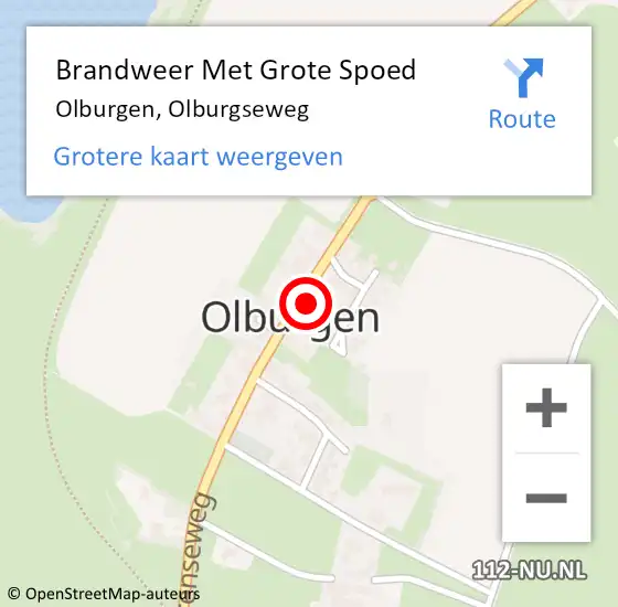 Locatie op kaart van de 112 melding: Brandweer Met Grote Spoed Naar Olburgen, Olburgseweg op 17 mei 2014 03:54