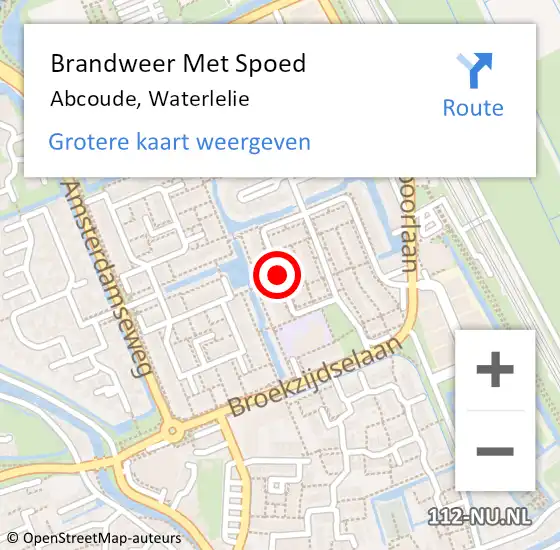 Locatie op kaart van de 112 melding: Brandweer Met Spoed Naar Abcoude, Waterlelie op 27 augustus 2020 11:47