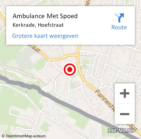 Locatie op kaart van de 112 melding: Ambulance Met Spoed Naar Kerkrade, Hoefstraat op 17 mei 2014 04:18