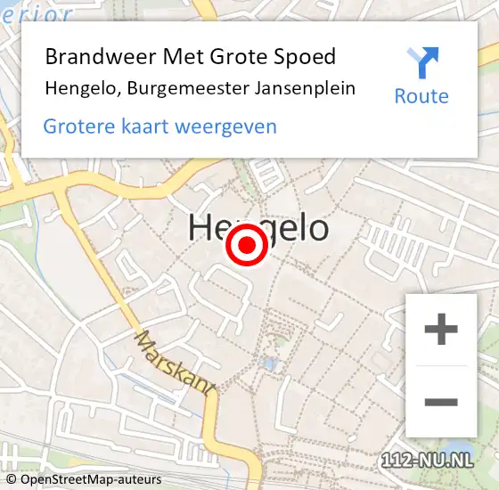 Locatie op kaart van de 112 melding: Brandweer Met Grote Spoed Naar Hengelo, Burgemeester Jansenplein op 27 augustus 2020 12:59
