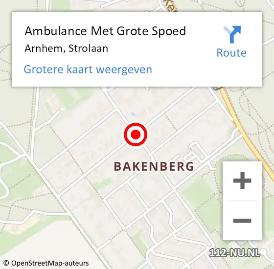Locatie op kaart van de 112 melding: Ambulance Met Grote Spoed Naar Arnhem, Strolaan op 27 augustus 2020 13:36