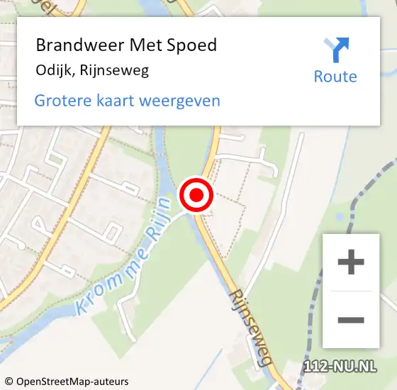 Locatie op kaart van de 112 melding: Brandweer Met Spoed Naar Odijk, Rijnseweg op 27 augustus 2020 14:03