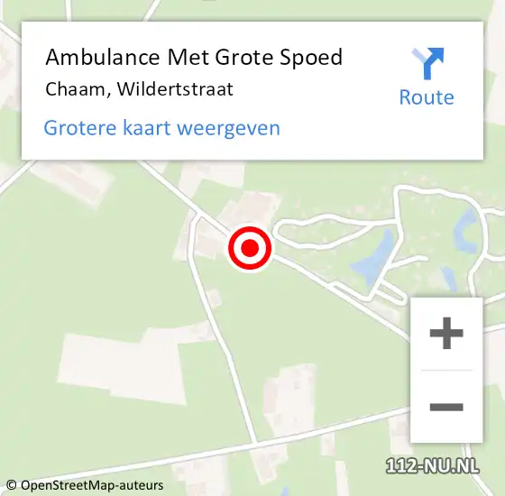 Locatie op kaart van de 112 melding: Ambulance Met Grote Spoed Naar Chaam, Wildertstraat op 27 augustus 2020 14:32