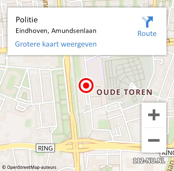 Locatie op kaart van de 112 melding: Politie Eindhoven, Amundsenlaan op 27 augustus 2020 14:51