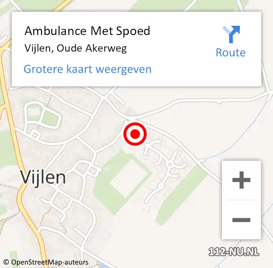Locatie op kaart van de 112 melding: Ambulance Met Spoed Naar Vijlen, Oude Akerweg op 17 mei 2014 05:18
