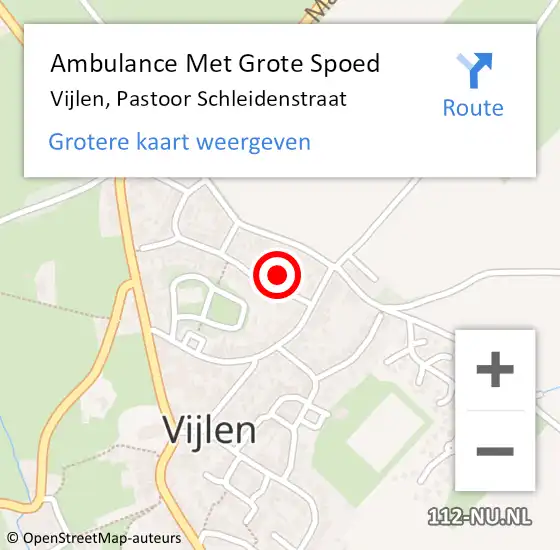 Locatie op kaart van de 112 melding: Ambulance Met Grote Spoed Naar Vijlen, Pastoor Schleidenstraat op 2 oktober 2013 09:08