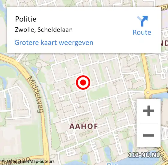 Locatie op kaart van de 112 melding: Politie Zwolle, Scheldelaan op 27 augustus 2020 15:38