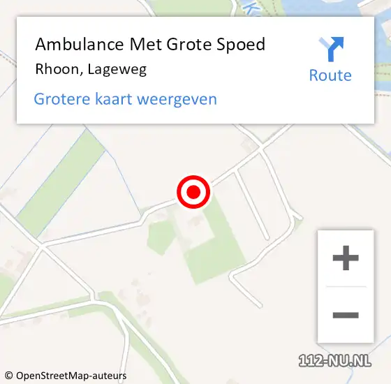 Locatie op kaart van de 112 melding: Ambulance Met Grote Spoed Naar Rhoon, Lageweg op 27 augustus 2020 15:46