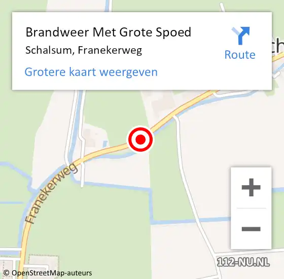 Locatie op kaart van de 112 melding: Brandweer Met Grote Spoed Naar Schalsum, Franekerweg op 27 augustus 2020 16:11