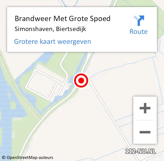 Locatie op kaart van de 112 melding: Brandweer Met Grote Spoed Naar Simonshaven, Biertsedijk op 27 augustus 2020 16:18