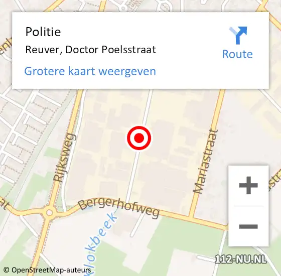 Locatie op kaart van de 112 melding: Politie Reuver, Doctor Poelsstraat op 27 augustus 2020 16:43