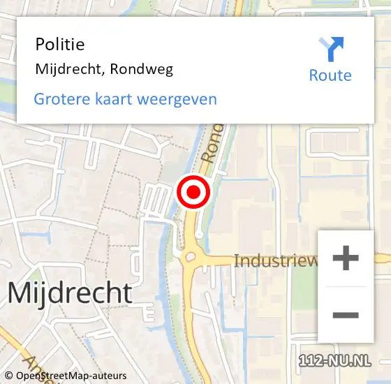 Locatie op kaart van de 112 melding: Politie Mijdrecht, Rondweg op 27 augustus 2020 17:04