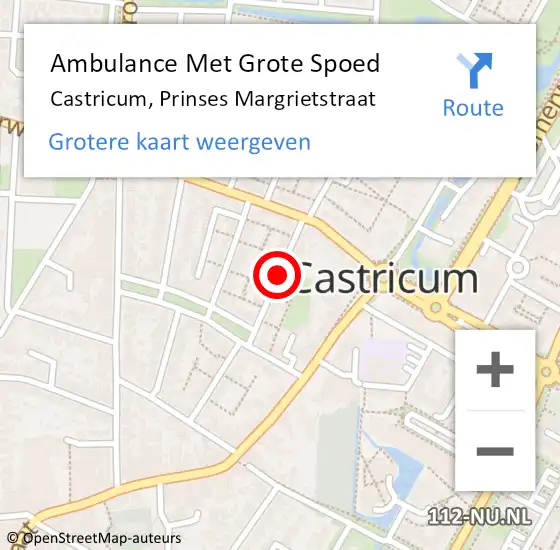 Locatie op kaart van de 112 melding: Ambulance Met Grote Spoed Naar Castricum, Prinses Margrietstraat op 27 augustus 2020 17:18