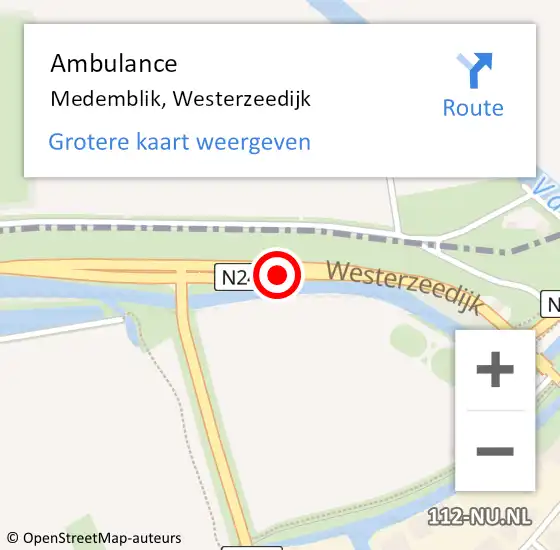 Locatie op kaart van de 112 melding: Ambulance Medemblik, Westerzeedijk op 27 augustus 2020 20:47