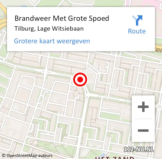 Locatie op kaart van de 112 melding: Brandweer Met Grote Spoed Naar Tilburg, Lage Witsiebaan op 27 augustus 2020 21:47