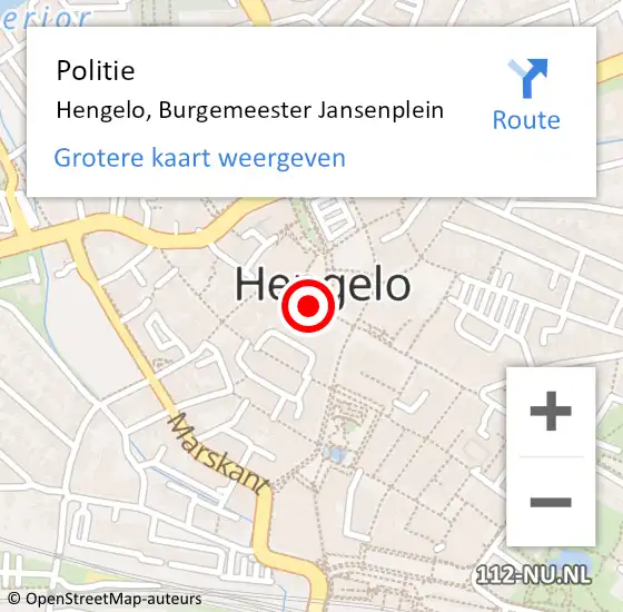 Locatie op kaart van de 112 melding: Politie Hengelo, Burgemeester Jansenplein op 27 augustus 2020 21:48