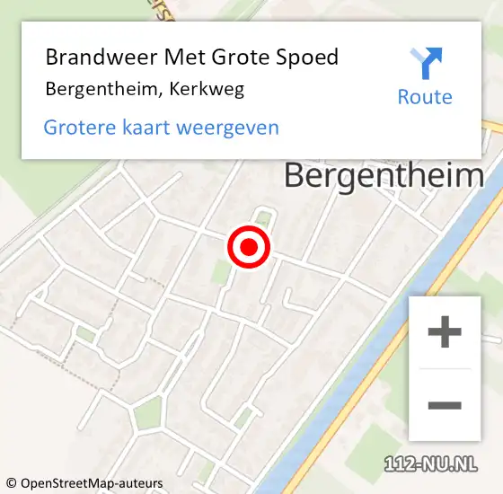 Locatie op kaart van de 112 melding: Brandweer Met Grote Spoed Naar Bergentheim, Kerkweg op 28 augustus 2020 04:50