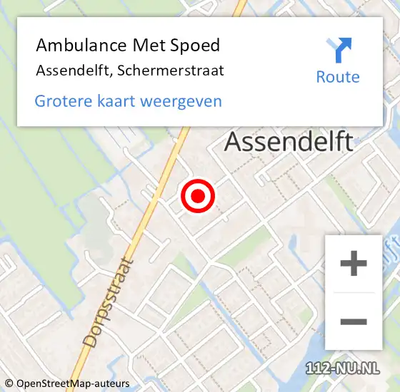 Locatie op kaart van de 112 melding: Ambulance Met Spoed Naar Assendelft, Schermerstraat op 28 augustus 2020 07:40