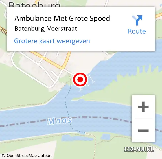 Locatie op kaart van de 112 melding: Ambulance Met Grote Spoed Naar Batenburg, Veerstraat op 28 augustus 2020 09:23