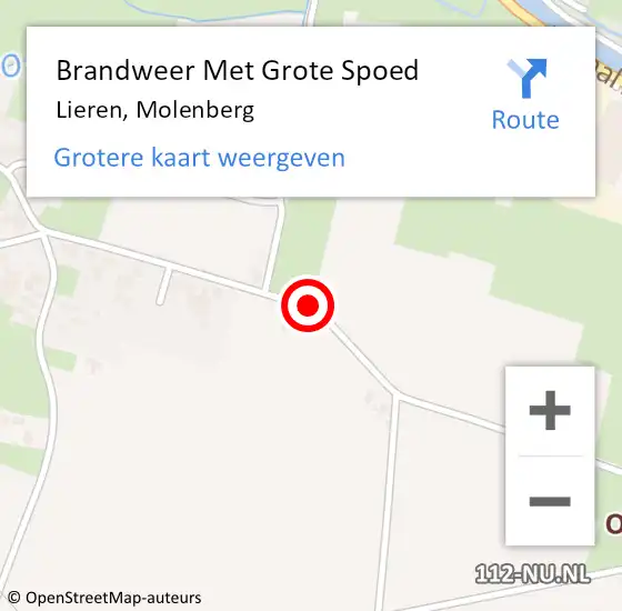 Locatie op kaart van de 112 melding: Brandweer Met Grote Spoed Naar Lieren, Molenberg op 17 mei 2014 08:36