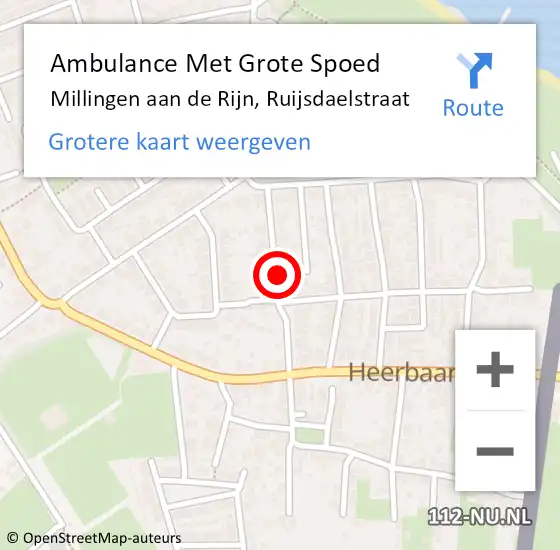 Locatie op kaart van de 112 melding: Ambulance Met Grote Spoed Naar Millingen aan de Rijn, Ruijsdaelstraat op 28 augustus 2020 10:12