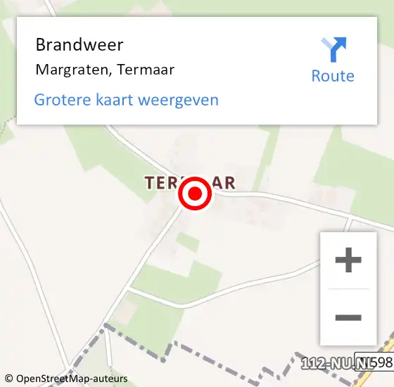 Locatie op kaart van de 112 melding: Brandweer Margraten, Termaar op 28 augustus 2020 10:21