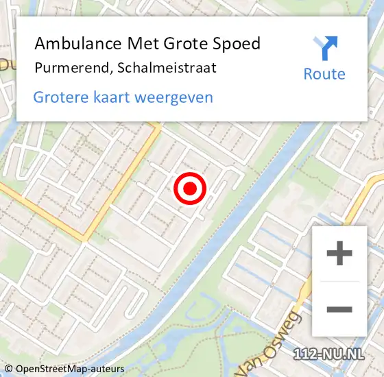 Locatie op kaart van de 112 melding: Ambulance Met Grote Spoed Naar Purmerend, Schalmeistraat op 28 augustus 2020 13:47