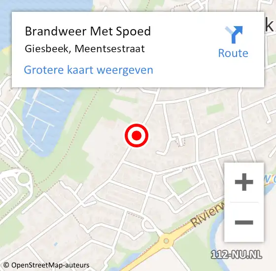 Locatie op kaart van de 112 melding: Brandweer Met Spoed Naar Giesbeek, Meentsestraat op 28 augustus 2020 13:48