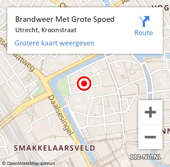 Locatie op kaart van de 112 melding: Brandweer Met Grote Spoed Naar Utrecht, Kroonstraat op 28 augustus 2020 14:17