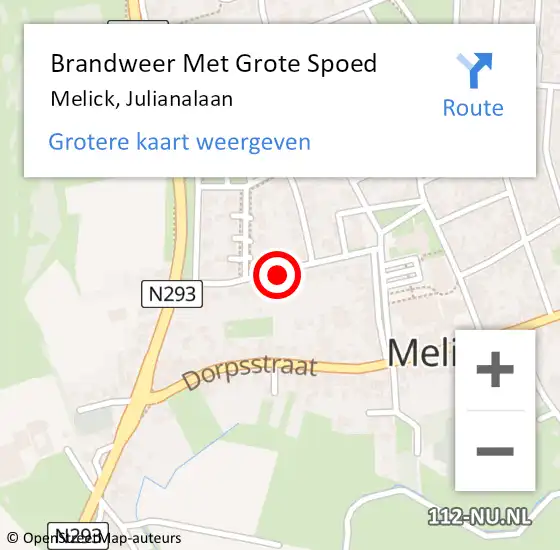 Locatie op kaart van de 112 melding: Brandweer Met Grote Spoed Naar Melick, Julianalaan op 28 augustus 2020 17:20