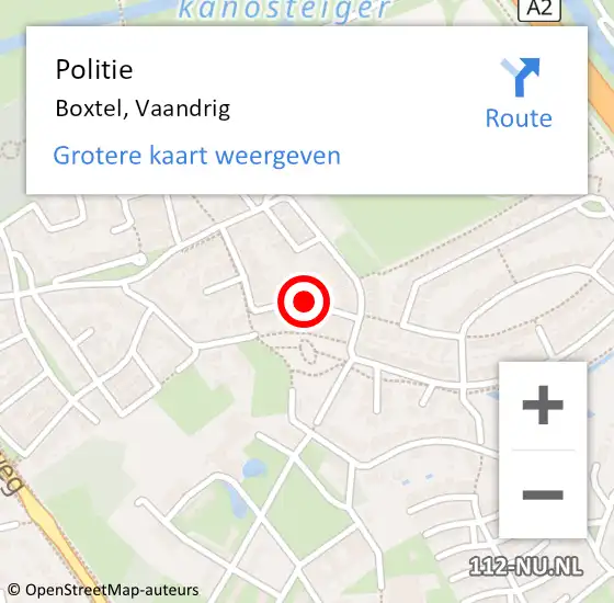 Locatie op kaart van de 112 melding: Politie Boxtel, Vaandrig op 28 augustus 2020 18:12